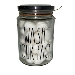 Rae Dunn Wash Your Face Cotton Ball Jar